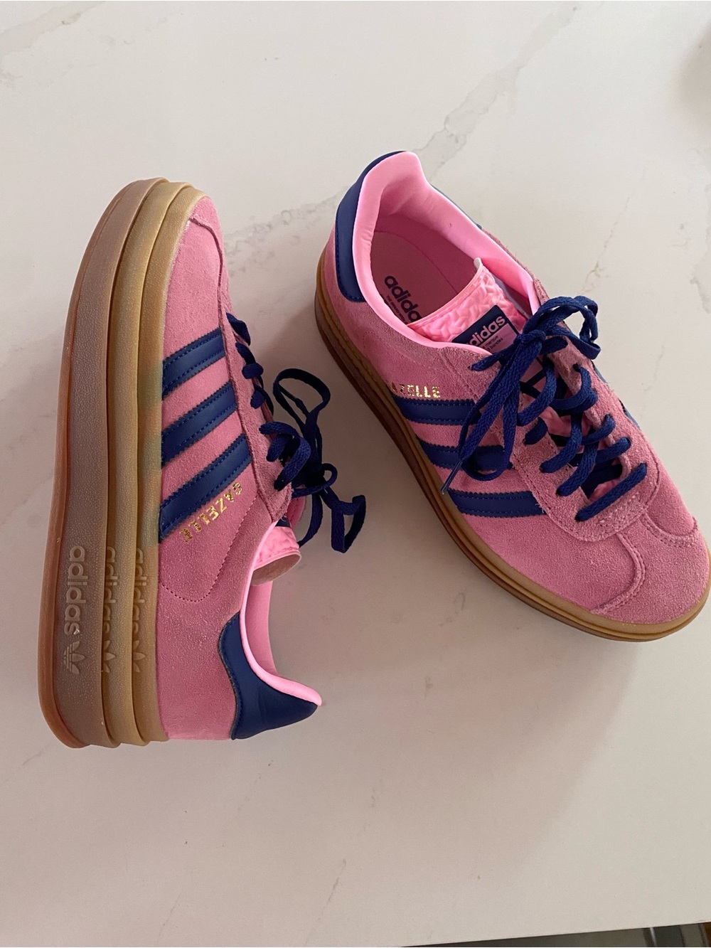 Adidas Gazelle Bold Pink Glow Stacked Platform Sneakers